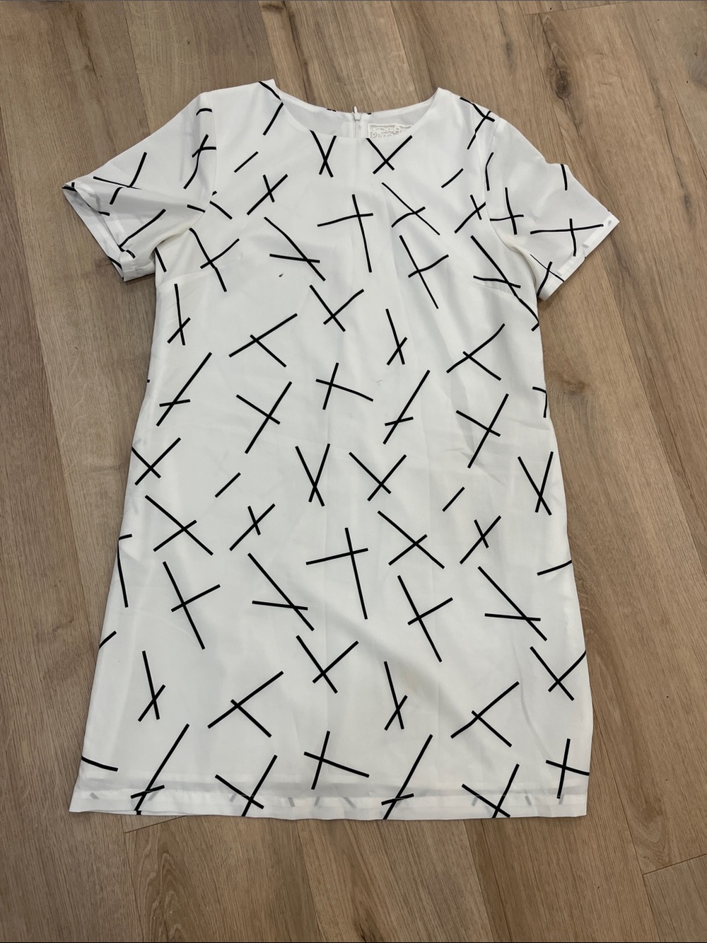 Pink Martini White Mini Dress with Black Cross Print